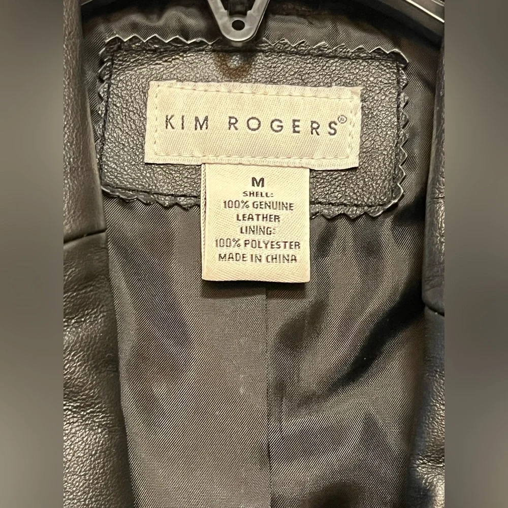 Kim Rogers Black Genuine Leather Blazer Jacket Size Medium